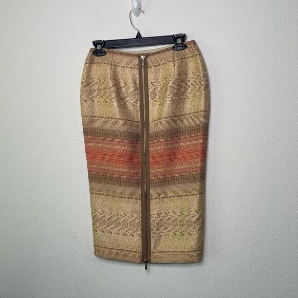 Lafayette 148 Women’s Gold Red Full Back Zip Straight Pencil Skirt Size 0 - Picture 5 of 9